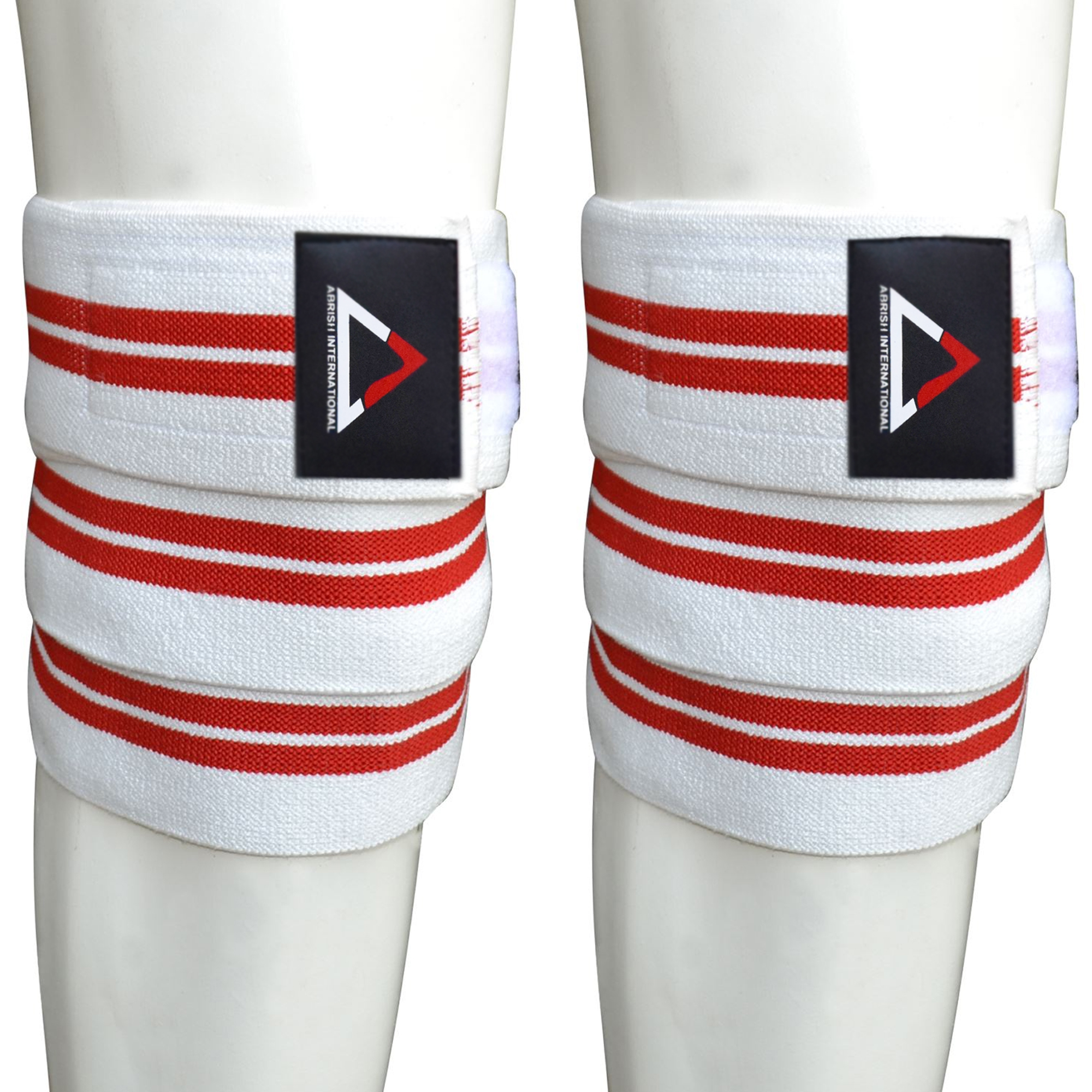 White with Red Lining Knee Wraps
