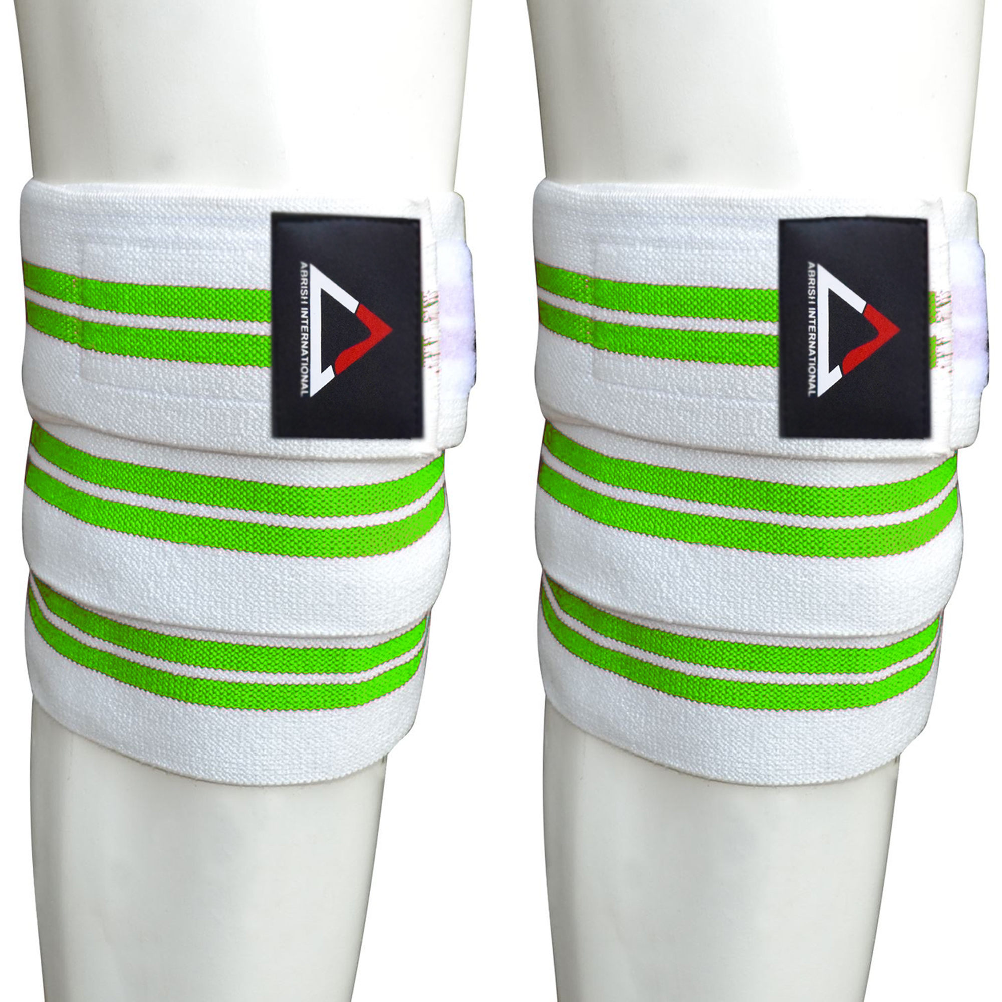 White with Green Lining Knee Wraps